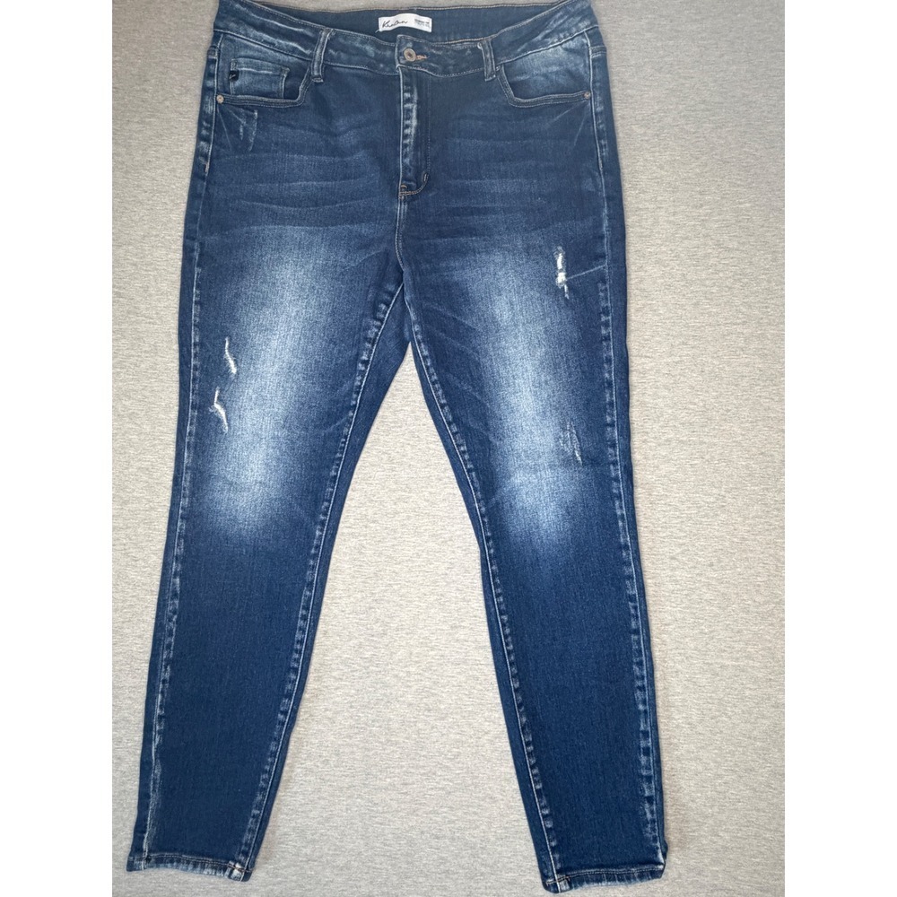 KanCan for Maurices Mid Rise Skinny Jeans Dark Wash Distressed Size 18 116527 - Picture 2 of 8